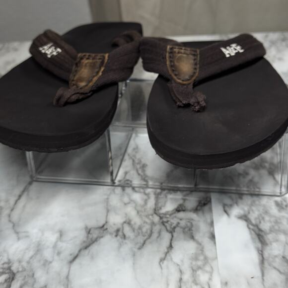 Abercrombie & Fitch Vintage Mens Brown Canvas Leather A&F Flip Flops US 11 - Picture 2 of 5